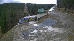 Modrá sjezdovka - dojezd k lanové dráze