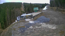 Modrá sjezdovka - dojezd k lanové dráze