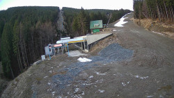 Modrá sjezdovka - dojezd k lanové dráze