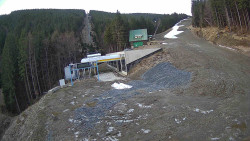 Modrá sjezdovka - dojezd k lanové dráze