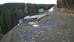 Modrá sjezdovka - dojezd k lanové dráze