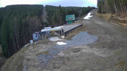 Modrá sjezdovka - dojezd k lanové dráze