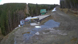 Modrá sjezdovka - dojezd k lanové dráze