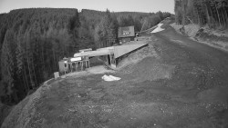 Modrá sjezdovka - dojezd k lanové dráze