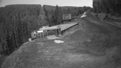 Modrá sjezdovka - dojezd k lanové dráze