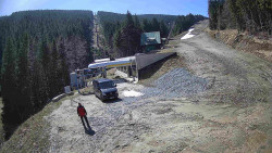 Modrá sjezdovka - dojezd k lanové dráze