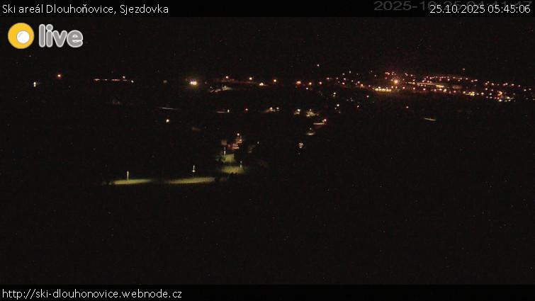 Ski areál Dlouhoňovice - Sjezdovka - 25.10.2025 v 05:45 Ski areál Dlouhoňovice - Sjezdovka - 25.10.2025 v 05:45