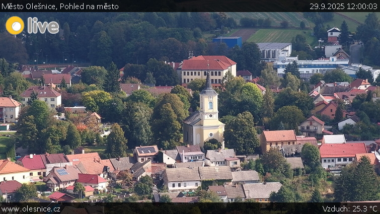 Město Olešnice - Pohled na město - 29.9.2025 v 12:00 Město Olešnice - Pohled na město - 29.9.2025 v 12:00