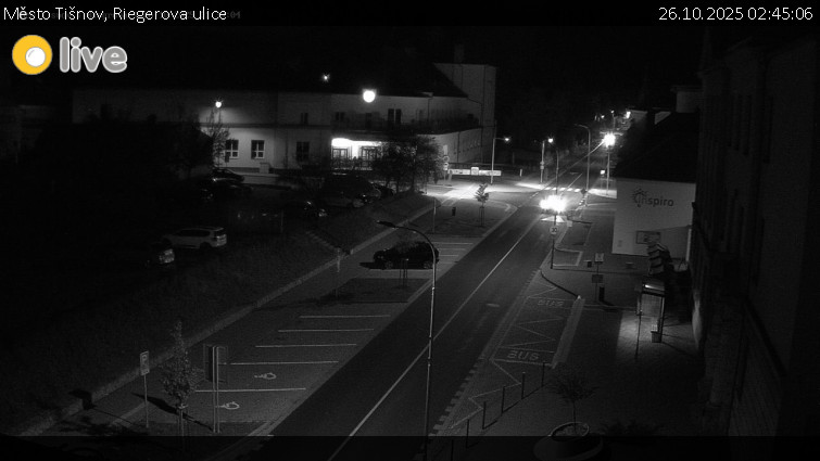 Město Tišnov - Riegerova ulice - 26.10.2025 v 02:45 Město Tišnov - Riegerova ulice - 26.10.2025 v 02:45