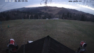 Skiareál Hodonín u Kunštátu - Sjezdovka, panorama východ - 30.3.2026 v 06:15 Skiareál Hodonín u Kunštátu - Sjezdovka, panorama východ - 30.3.2026 v 06:15