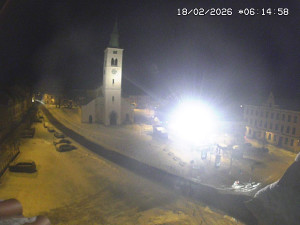 Město Kašperské Hory - Náměstí, koste sv. Markéty - 18.2.2026 v 05:15 Město Kašperské Hory - Náměstí, koste sv. Markéty - 18.2.2026 v 05:15