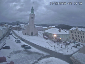 Město Kašperské Hory - Náměstí, koste sv. Markéty - 18.2.2026 v 07:15 Město Kašperské Hory - Náměstí, koste sv. Markéty - 18.2.2026 v 07:15