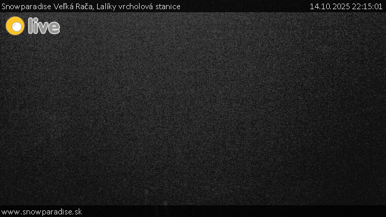 Snowparadise Veľká Rača - Lalíky vrcholová stanice - 14.10.2025 v 22:15 Snowparadise Veľká Rača - Lalíky vrcholová stanice - 14.10.2025 v 22:15