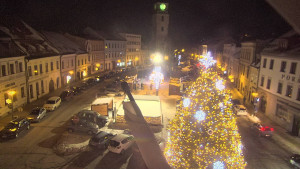 Město Velké Meziříčí - Náměstí, Městská věž - 4.1.2026 v 18:01 Město Velké Meziříčí - Náměstí, Městská věž - 4.1.2026 v 18:01