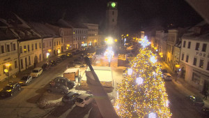 Město Velké Meziříčí - Náměstí, Městská věž - 4.1.2026 v 18:31 Město Velké Meziříčí - Náměstí, Městská věž - 4.1.2026 v 18:31
