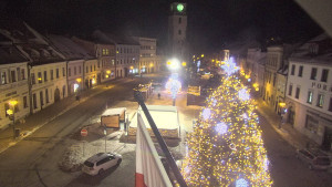 Město Velké Meziříčí - Náměstí, Městská věž - 7.1.2026 v 18:01 Město Velké Meziříčí - Náměstí, Městská věž - 7.1.2026 v 18:01