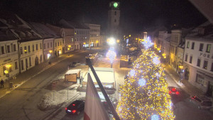 Město Velké Meziříčí - Náměstí, Městská věž - 7.1.2026 v 18:46 Město Velké Meziříčí - Náměstí, Městská věž - 7.1.2026 v 18:46