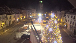 Město Velké Meziříčí - Náměstí, Městská věž - 7.1.2026 v 19:16 Město Velké Meziříčí - Náměstí, Městská věž - 7.1.2026 v 19:16