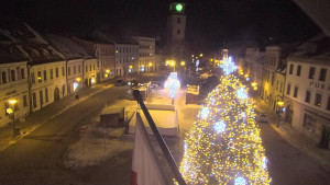 Město Velké Meziříčí - Náměstí, Městská věž - 7.1.2026 v 21:16 Město Velké Meziříčí - Náměstí, Městská věž - 7.1.2026 v 21:16