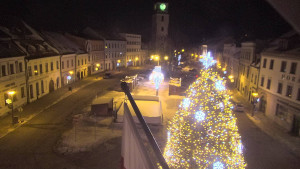 Město Velké Meziříčí - Náměstí, Městská věž - 7.1.2026 v 23:01 Město Velké Meziříčí - Náměstí, Městská věž - 7.1.2026 v 23:01