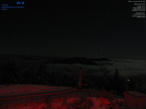 Lysá hora - Pohled na jihozápad, Smrk - 26.2.2026 v 00:30 Lysá hora - Pohled na jihozápad, Smrk - 26.2.2026 v 00:30