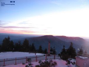 Lysá hora - Pohled na jihozápad, Smrk - 26.2.2026 v 18:15 Lysá hora - Pohled na jihozápad, Smrk - 26.2.2026 v 18:15