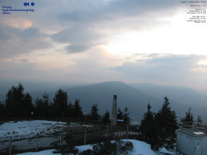 Lysá hora - Pohled na jihozápad, Smrk - 12.3.2026 v 17:30 Lysá hora - Pohled na jihozápad, Smrk - 12.3.2026 v 17:30