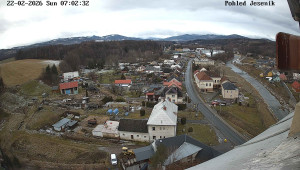 Obec Mikulovice - Pohled na Jeseniky - 22.2.2026 v 07:02 Obec Mikulovice - Pohled na Jeseniky - 22.2.2026 v 07:02