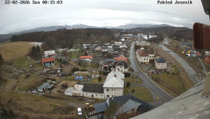 Obec Mikulovice - Pohled na Jeseniky - 22.2.2026 v 08:15 Obec Mikulovice - Pohled na Jeseniky - 22.2.2026 v 08:15