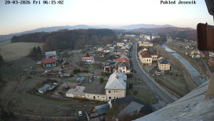 Obec Mikulovice - Pohled na Jeseniky - 20.3.2026 v 06:15 Obec Mikulovice - Pohled na Jeseniky - 20.3.2026 v 06:15