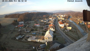 Obec Mikulovice - Pohled na Jeseniky - 20.3.2026 v 06:32 Obec Mikulovice - Pohled na Jeseniky - 20.3.2026 v 06:32