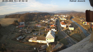 Obec Mikulovice - Pohled na Jeseniky - 20.3.2026 v 07:02 Obec Mikulovice - Pohled na Jeseniky - 20.3.2026 v 07:02