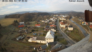 Obec Mikulovice - Pohled na Jeseniky - 20.3.2026 v 07:45 Obec Mikulovice - Pohled na Jeseniky - 20.3.2026 v 07:45