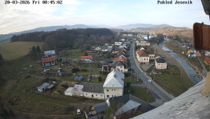 Obec Mikulovice - Pohled na Jeseniky - 20.3.2026 v 08:45 Obec Mikulovice - Pohled na Jeseniky - 20.3.2026 v 08:45