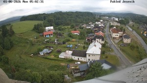 Obec Mikulovice - Pohled na Jeseniky - 1.6.2026 v 06:02 Obec Mikulovice - Pohled na Jeseniky - 1.6.2026 v 06:02