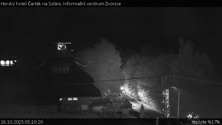 Horský hotel Čarták na Soláni - Informační centrum Zvonice - 16.10.2025 v 05:10 Horský hotel Čarták na Soláni - Informační centrum Zvonice - 16.10.2025 v 05:10