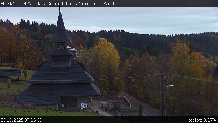 Horský hotel Čarták na Soláni - Informační centrum Zvonice - 25.10.2025 v 07:15 Horský hotel Čarták na Soláni - Informační centrum Zvonice - 25.10.2025 v 07:15