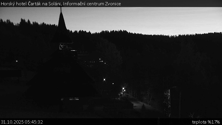Horský hotel Čarták na Soláni - Informační centrum Zvonice - 31.10.2025 v 05:45 Horský hotel Čarták na Soláni - Informační centrum Zvonice - 31.10.2025 v 05:45