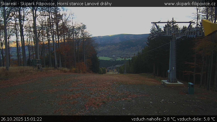 Skiareál - Skipark Filipovice - Horní stanice Lanové dráhy - 26.10.2025 v 15:01 Skiareál - Skipark Filipovice - Horní stanice Lanové dráhy - 26.10.2025 v 15:01