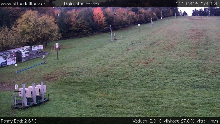 Skiareál Filipov - Dolní stanice vleku - 14.10.2025 v 07:00 Skiareál Filipov - Dolní stanice vleku - 14.10.2025 v 07:00