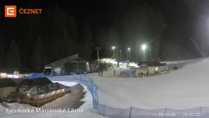 Skiareál Mariánky - Dolní stanice lanovky - 25.2.2026 v 19:15 Skiareál Mariánky - Dolní stanice lanovky - 25.2.2026 v 19:15