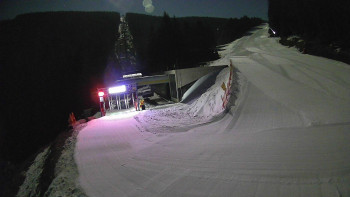 Modrá sjezdovka - dojezd k lanové dráze