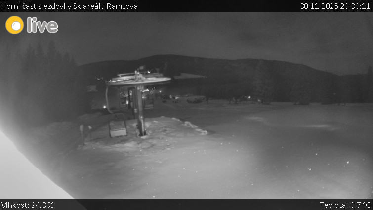Horské atrakce Ramzová - Horní část sjezdovky Skiareálu Ramzová - 30.11.2025 v 20:30