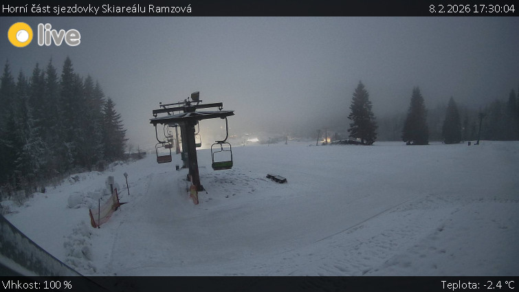 Horské atrakce Ramzová - Horní část sjezdovky Skiareálu Ramzová - 8.2.2026 v 17:30