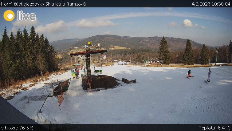 Horské atrakce Ramzová - Horní část sjezdovky Skiareálu Ramzová - 4.3.2026 v 10:30