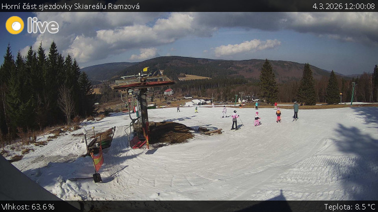 Horské atrakce Ramzová - Horní část sjezdovky Skiareálu Ramzová - 4.3.2026 v 12:00