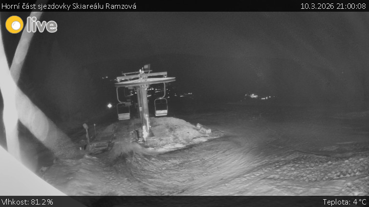 Horské atrakce Ramzová - Horní část sjezdovky Skiareálu Ramzová - 10.3.2026 v 21:00
