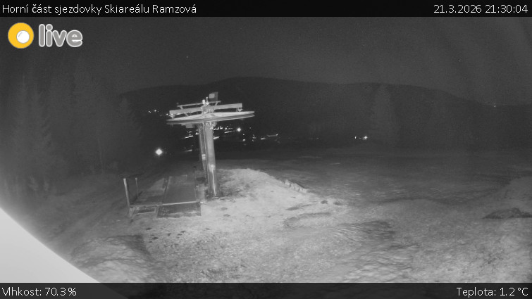Horské atrakce Ramzová - Horní část sjezdovky Skiareálu Ramzová - 21.3.2026 v 21:30