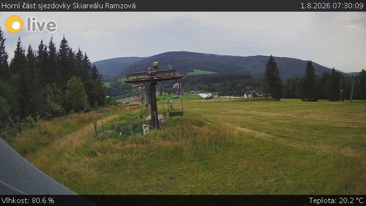 Mountain attractions Ramzová - Upper part of the ski slope at the Ramzová Ski Resort - 1.8.2026 v 07:30