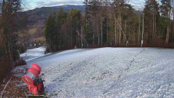 Prostřední část sjezdovky a snowpark